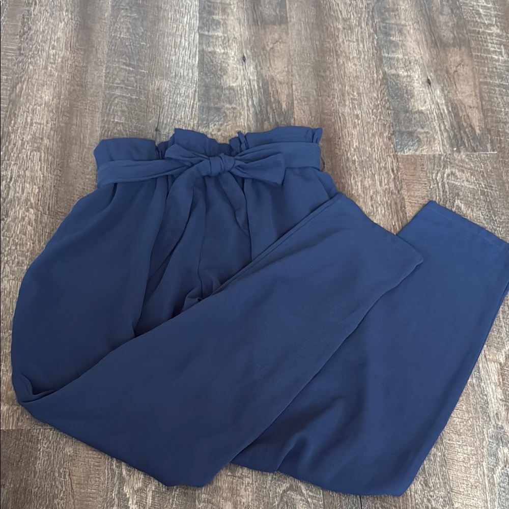 BCBGMaxAzria Blue Relaxed Trousers with Drawstring Waist